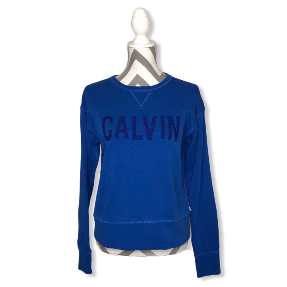 Calvin Klein Jeans-Blue Sweatshirt-Crewneck-GUC-Sz Med